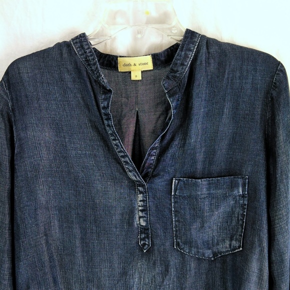 Cloth & Stone Etta Chambray Popover Blouse Shirt - Picture 3 of 4